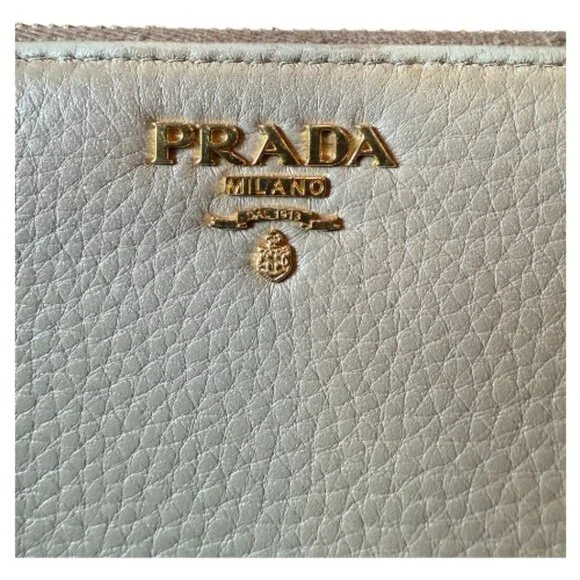 Authentic Prada Taupe Pebbled Leather Zip Around Wallet - Picture 9 of 9